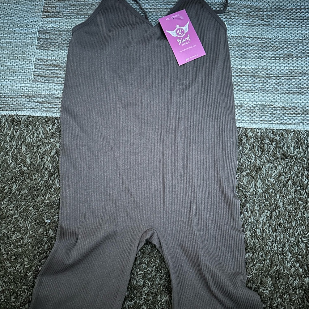 Brown Ribbed Jumpsuit